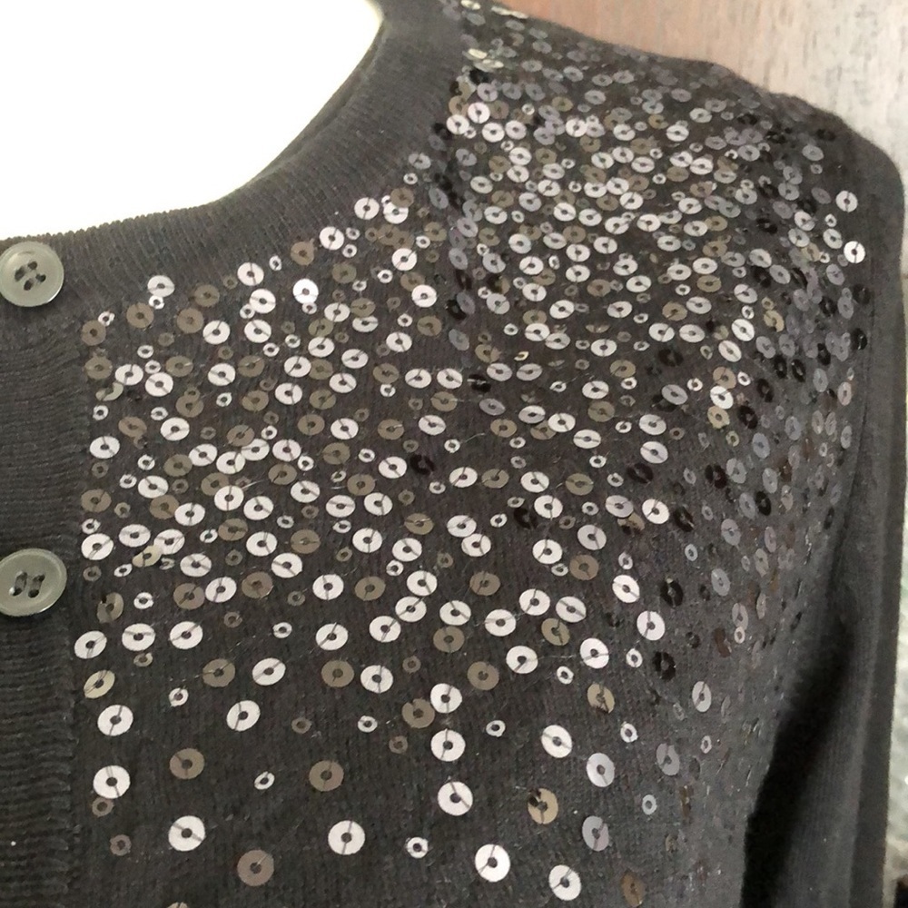JONES NEW YORK LIGHTWEIGHT CARDIGAN SWEATER with cascading sequins NWOT sz XLP - Picture 4 of 6